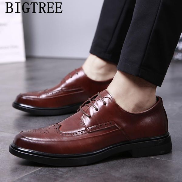 

dress shoes mens wedding genuine leather brogue men elegant italian wingtip brand zapato hombre formal buty meskie, Black