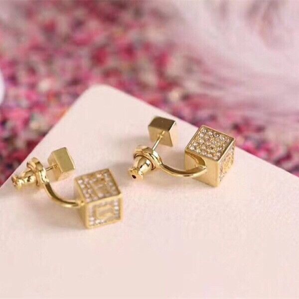 

925 silver needle earrings letters golden diamondwomen earring supply