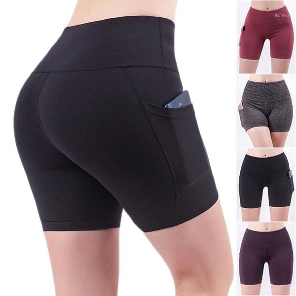 

running shorts womens compression women's summer sports yoga high waist active short leggings quality with pockets1, Black;blue