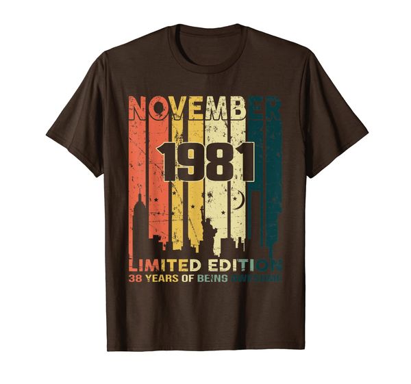 

vintage 38 years old gift awesome since november 1981 shirt, White;black