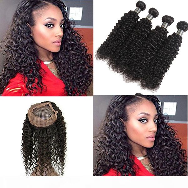 

9a brazilian curly virgin hair 2 or 3 bundles with frontal closure mongolian peruvian indian brazilian curly human hair frontal and bundles, Black;brown