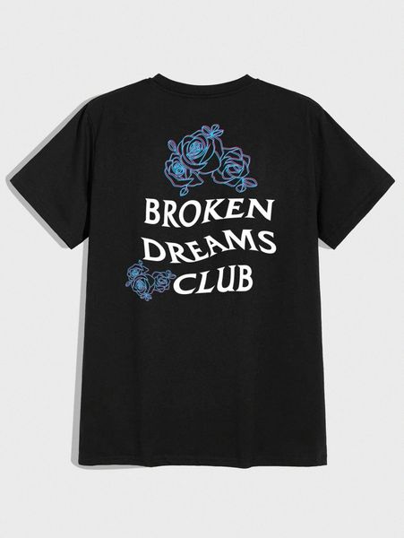 

romwe guys floral letter graphic tee a210#, White;black