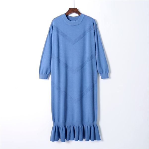 

women thick knitted dress autumn winter korean fashion long sleeve ruffles dress casual loose streetwear long dresses, Black;gray