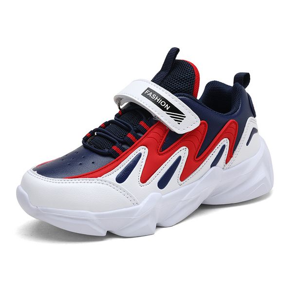 

boys sneakers children leather face breathable non-slip student shoes spring summer autumn and winter basketball shoes, Black;red