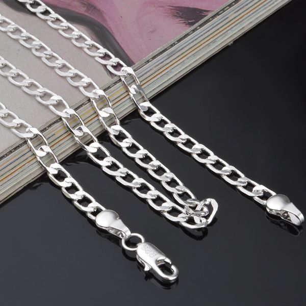 2021 4mm 925 Sterling Silver Link Cadeia Colar de Jóias Figaro Chain Link 16-24 