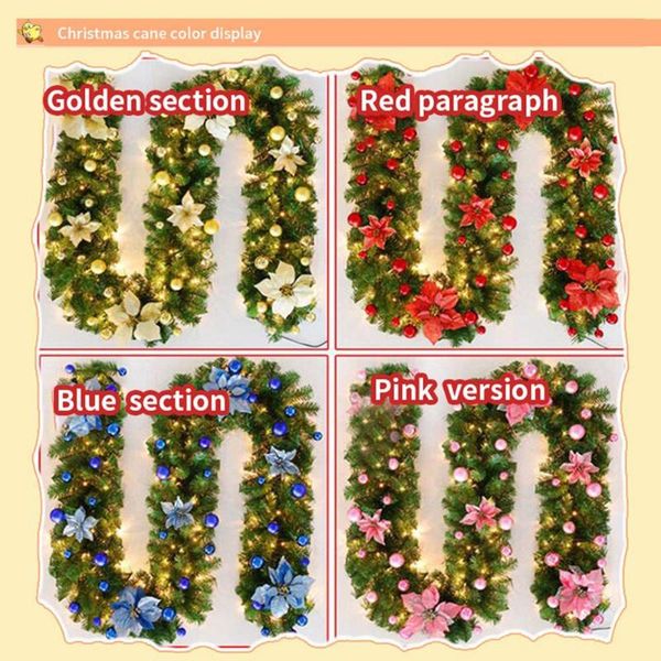 

christmas decorations xmas party home holiday decoration rattan with light strip 2.7m garland for wedding