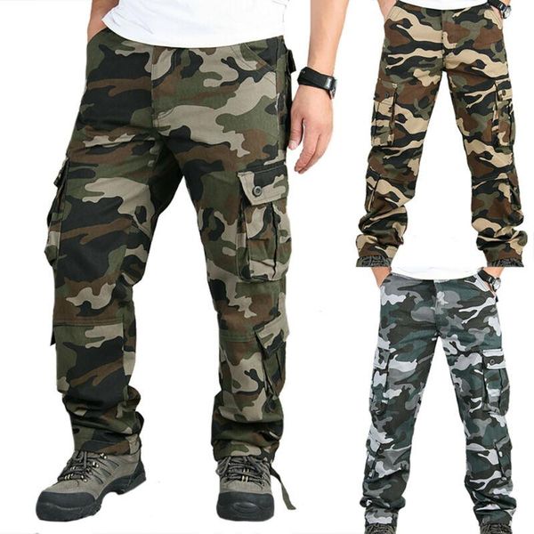 

men's pants mens military combat trouser cargo camouflage tactical casual loose pant bottoms, Black