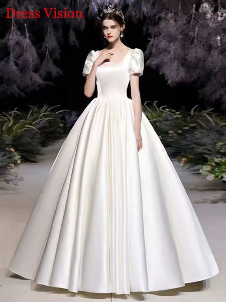 

2021 simple satin wedding vestidos vestido noiva short dleeves quarter collar to be robe de mariage jnow, White