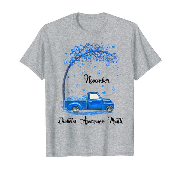 

pumpkin truck november we wear blue diabetes awareness t-shirt, White;black