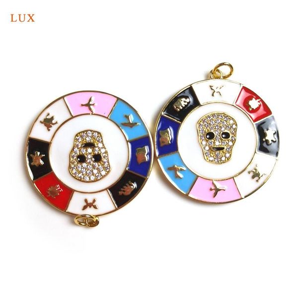 

pendant necklaces 5pcs colorful enamel round good luck symbol charms jewelry accessories fashion 30mm y, Silver