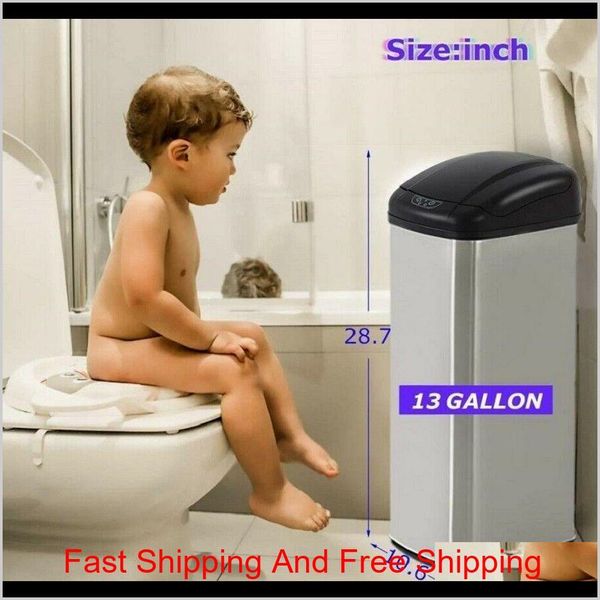 

new 13 gallon touch-sensor matic stainless-steel trash qylqjd hx_pack