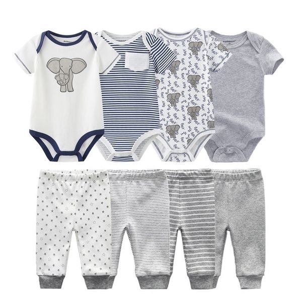 

spring summer bodysuits+pants clothing sets 0-12m boy girl clothes newborn baby cotton roupa de bebe 210309, White