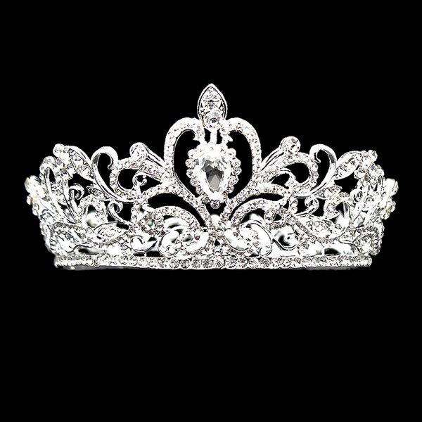 Silber Farbe Kristall Prom Kreis Tiaras Strass Volle Runde Pageant Kronen Für Prinzessin Hochzeit Haar Zubehör J0121