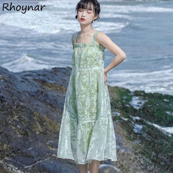 

casual dresses sleeveless dress women summer holiday all-match japanese style girl sweet fashion mid-calf square collar leisure sundress chi, Black;gray