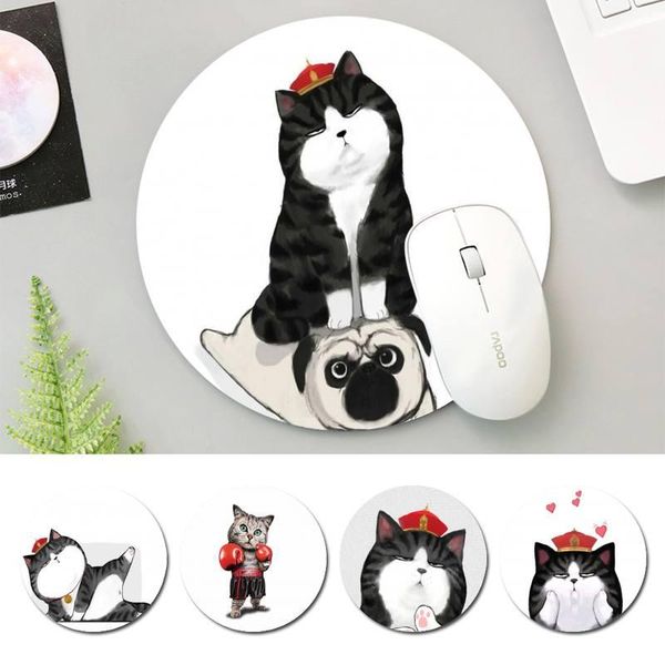 

mouse pads & wrist rests elegant black and white cat cute pad round family lapgamer rubber mat mousepad desk gaming cup