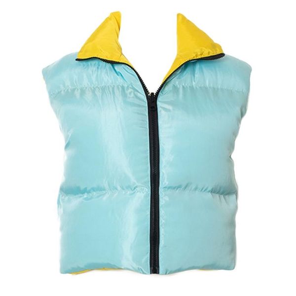

women's vests women double sided vest coat padded quilted sleeveless cropped puffer jacket, Black;white
