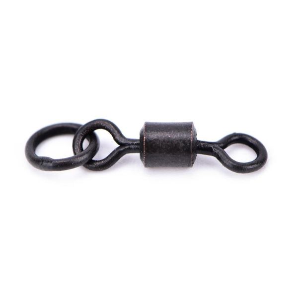 

50pcs/lot black fishing rolling swivels with ring carp rigs ice swivel connector hooks tackle