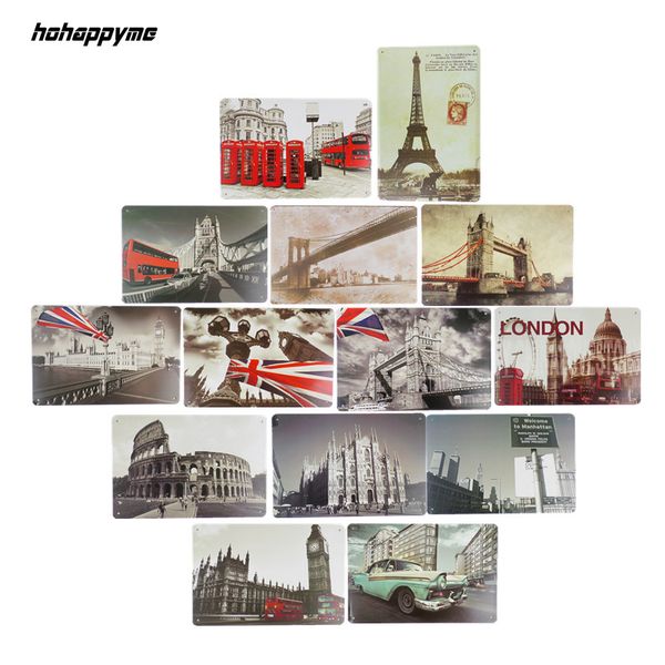 

plaques signs decoration in beer bar garage cafe wall pictures metal plate london telephone box paris vintage home decor 20x30cm