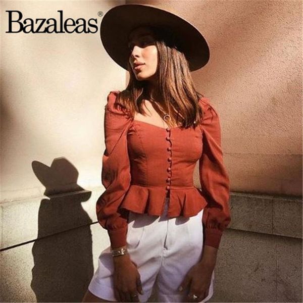 

women's blouses & shirts womens casual square neck blusa backless blouse vintage puff sleeve fashion blusas, White