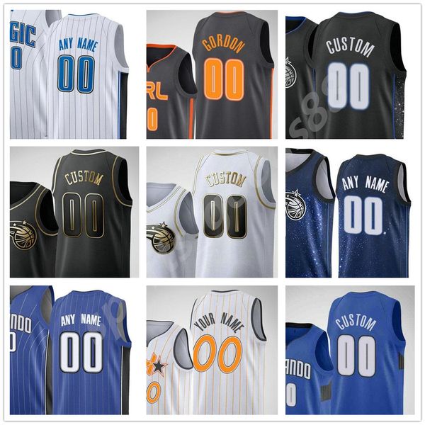 

custom 2021 printed 50 cole anthony nikola 9 vucevic aaron 00 gordon jonathan 1 isaac 10 fournier men woman kids basketball jerseys, Black