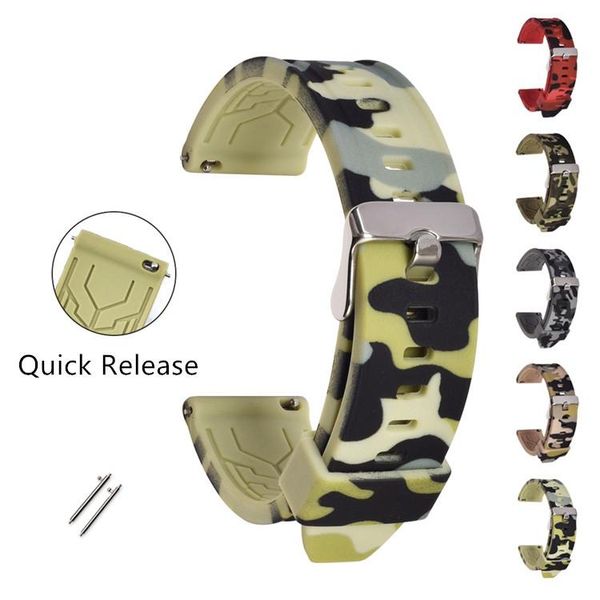 

watch bands 18mm 20mm 22mm 24mm silicone strap quick release rubber sport waterproof bracelet band for samsung galaxy gear s2 s3, Black;brown