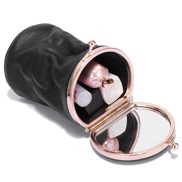

cosmetic bags & cases portable makeup case small faux leather lipstick storage pouch with mirror perfume jewelry organizer pocket mini bag