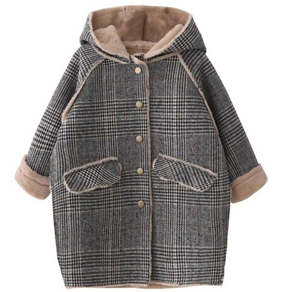 

girls woollen coat children's long thick over 211203, Blue;gray