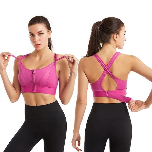 

yoga outfit women sports bra adjustable belt zipper no steel ring underwear running comfortable shockproof gym bralette vest