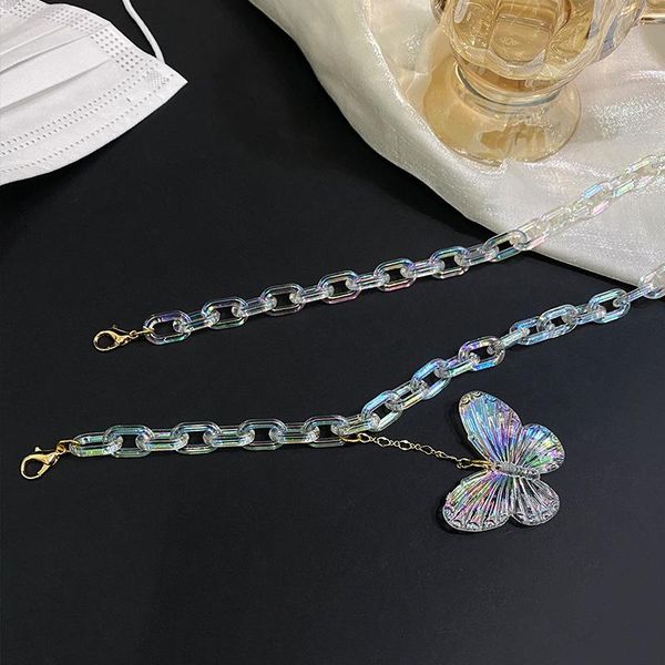 

hooks & rails elegant butterfly acrylic chain mask anti-lost lanyard trend sweet girl necklace sunglasses straps cords