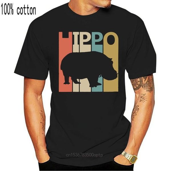 

men's t-shirts men tshirt vintage retro hippo slim fit t shirt women t-shirt tees top, White;black