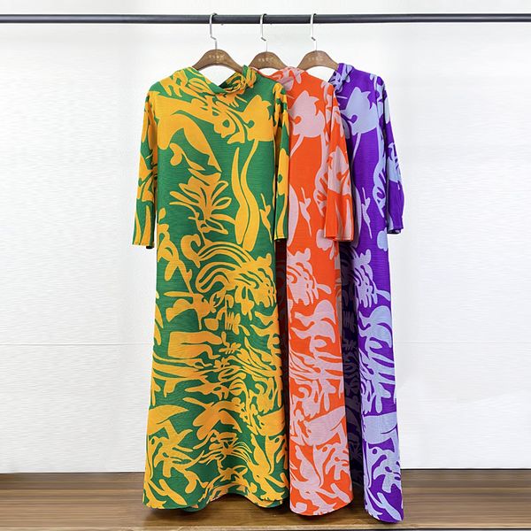 

new 2021 spring pleated long turtle neck women abaya dubai vintage overall floral indie print aesthetic clothes poe1, Black;gray