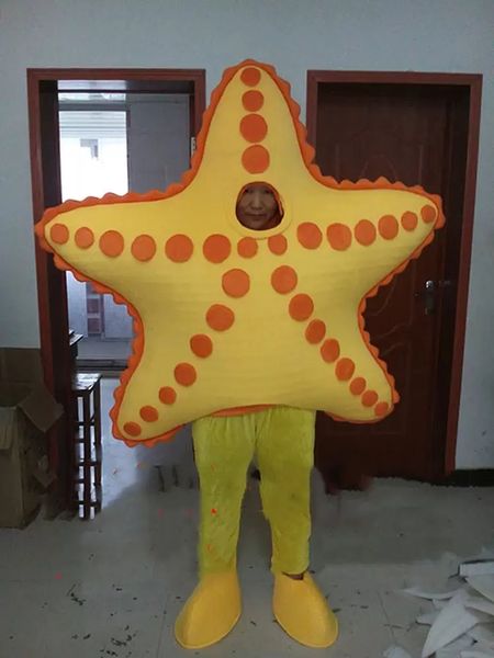 Желтая морская звезда талисман костюм Хэллоуин рождественские мультипликационные наряды персонажей костюм рекламирующие листовки одежды ткани карнавал унисекс взрослый наряд