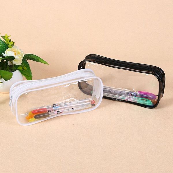 

pencil bags simple transparent pvc waterproof case creative students stationery school office supplies bag pouch