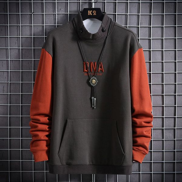 

2021 new casual hooded dna embroidery men stand collar 100% polyester pullover mens hoodies fashion sweatshirts homme qdd1 bxnz, Black