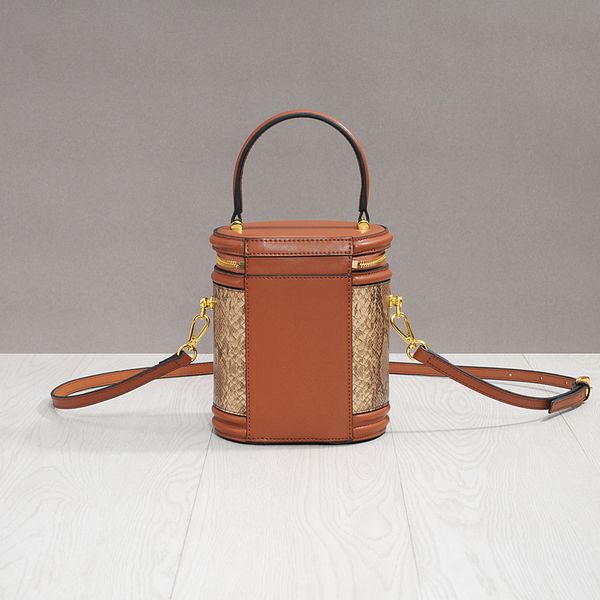 

design hand leather women's bucket handbag cylinder one shoulder messenger bag small 2021 new fashion m0d7