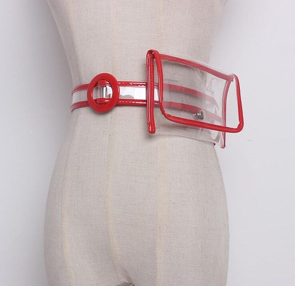 

belts women's runway fashion transparent pvc cummerbunds female dress corsets waistband decoration wide belt r1627, Black;brown