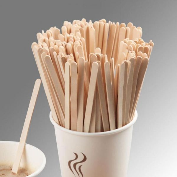 

disposable flatware 100pcs stir stick smooth wood easy to use durable coffee stirrer for home