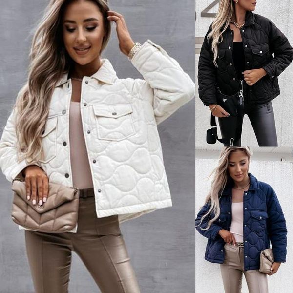 

women's down & parkas women winter jackets 2021 fashion thick warm regular sleeve slim solid sweet button clothes for female, Black