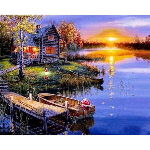 

paintings gatyztory diy painting by numbers beautiful countryside frame drawing for adults acrylic kit wall decor gifts