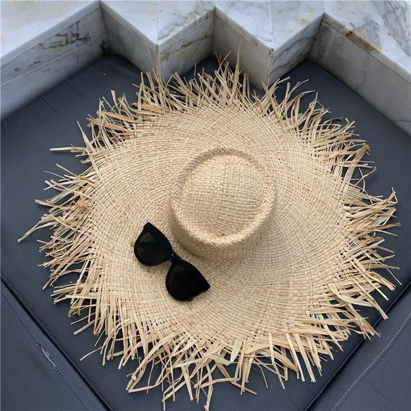 

wide brim hats 100% natural raffia summer sun hat for women straw ladies uv protection floppy beach, Blue;gray