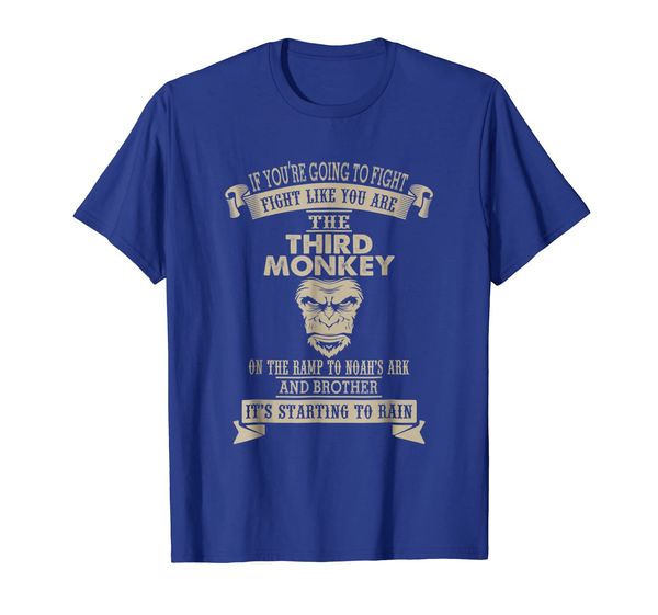 

Fight Like The Third Monkey Funny Monkey Tee, White;black