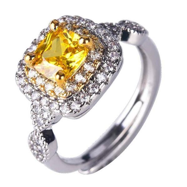 

wedding rings exquisite crystal women luxury ring female banquet engagement charm ladies jewelry gift, Slivery;golden