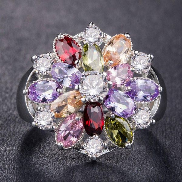 

wedding rings loredana fashion jewelry love series for women.exquisite romance transparency colourful zircon sweet flower ring, Slivery;golden