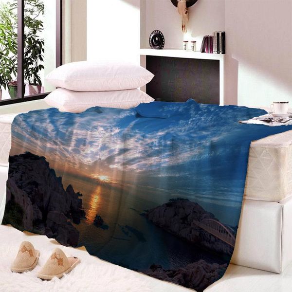 

blankets landscape fleece blanket mountain scenery home textile wearable for bedroom sofa throw