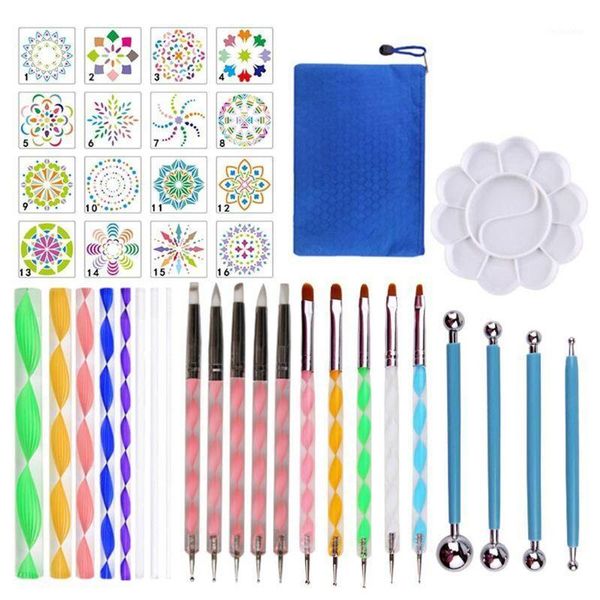 

gift sets 40pcs/set mandala dotting tools set for diy painting rock stencils brush1
