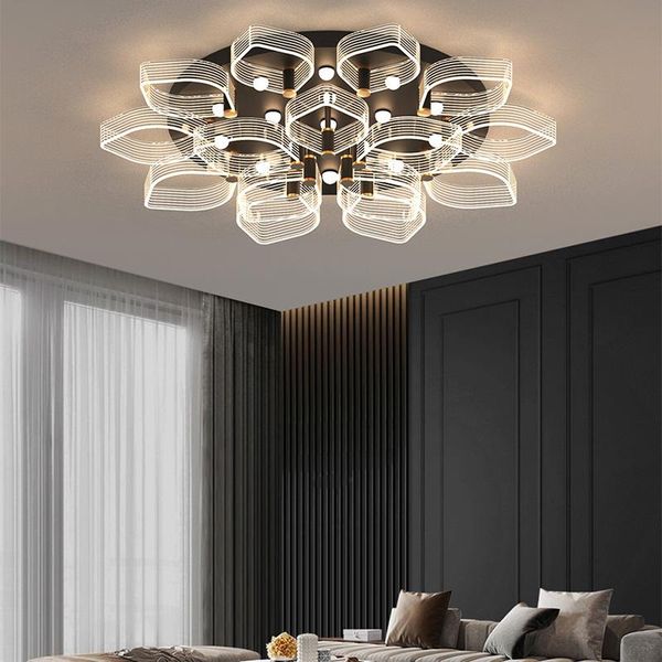 

modern led chandelier black lustre for living room dining new acrylic ceiling lamp bedroom kitchen indoor lighting fixtures