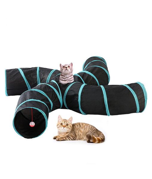 

cat toys toy tunnel 3/4/5 channel with balls foldable big for puppy play pet drop