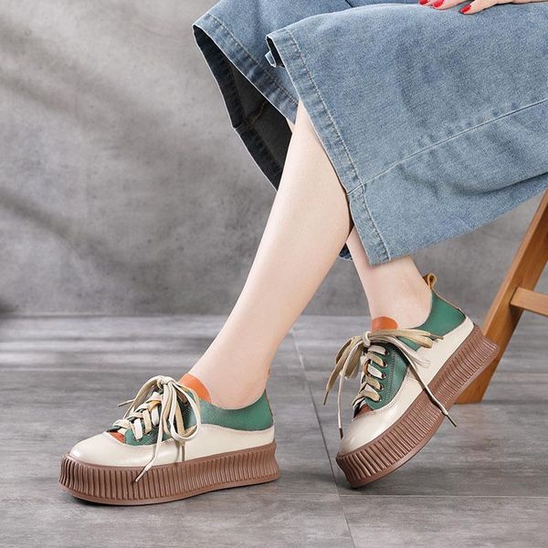 

dress shoes 2021 seasons styles biscuit sole individual street first layer cowhide hipster low cut color matching lacing lady shoe, Black