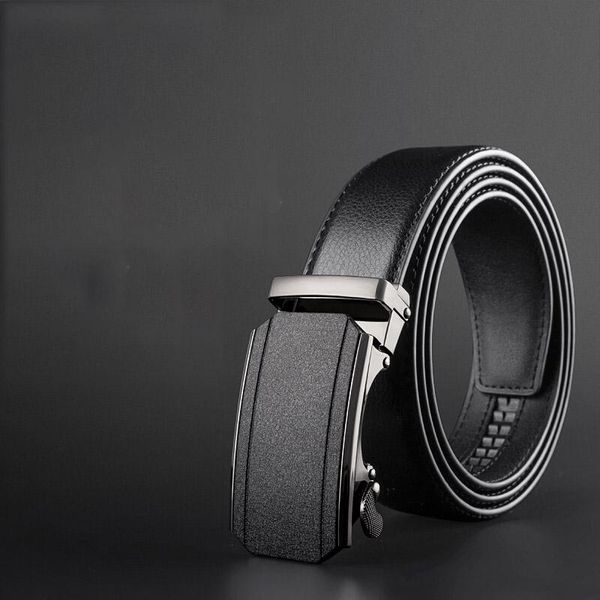 

belts men's belt business casual fashion design automatic buckle black split leather can be cut 120cm wear-resistant, Black;brown