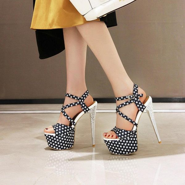

dress shoes high heel sandals summer woman heels 15cm footwear platform thin heeled large size 34-48, Black